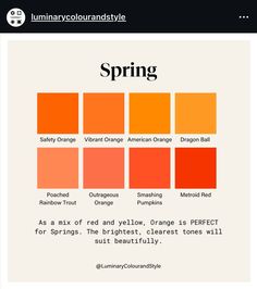 an orange color scheme with the words spring in different font and colors, including red