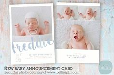 the new baby announcement card is designed to look like an old photo