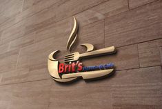 the logo for brit's restaurant and cafe is shown on a wall in front of a building