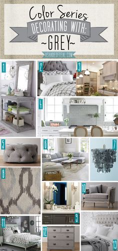 a collage of different types of furniture and decor