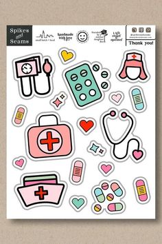 Internet Stickers, Vibe Stickers, Word Stickers, Medical Stickers, Nurse Tattoo, Doodle Frame, Small Business Gifts, Medical Symbols, Aesthetic Sticker