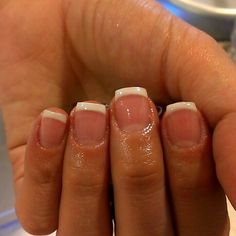 Frenchies On Natural Nails, Birthday Nail Designs Short, Short Nails For Nurses, Super Short Nails, Micro French Nails, Natural Nails Manicure, Gel Nails French, Short French, Nails Stiletto