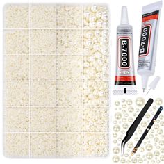 PRICES MAY VARY. 【Jewelry Glue with Pearls for Crafts】 Flatback pearls beads kit comes with 12900pcs white imitation pearls in assorted sizes, 2pcs 15ml B7000 clear gem glues for crafts, 1pcs tweezers,1pcs picker pencil. Pick up the craft pearls with tweezers or pencil, apply with clear glue on the bottom of round pearls then stick it on the surface you want to decorate 【Clear Glue for Pearls】Different from pearl stickers, our white pearls beads come with professional jewelry glue for beads, pro Product Art, Rhinestone Crafts, Clear Glue, Graduation Cap Decoration, Cap Decorations, 1 Number, Jewelry Metal, Pedicure Nail Art, Ivory Pearl