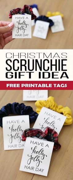 christmas scrunch gift idea with free printable tags