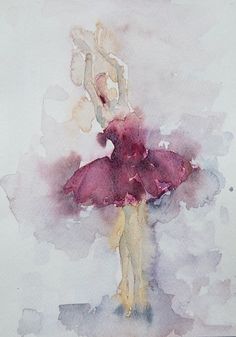 a watercolor painting of a ballerina dancer