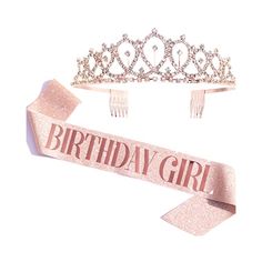 Heart Themed Birthday, Rose Gold Birthday, Gold Sash, Birthday Tiara, Birthday Sash, 13th Birthday Parties, Heart Themed, Glitter Birthday, Rhinestone Tiara