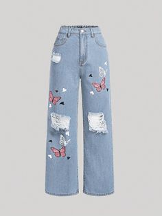 Ripped Straight Leg Jeans, Casual Outfits For Teens, Cute Dress Outfits, Casual Preppy Outfits, Trendy Outfits For Teens, Cute Pants, Quick Outfits, Cute Preppy Outfits