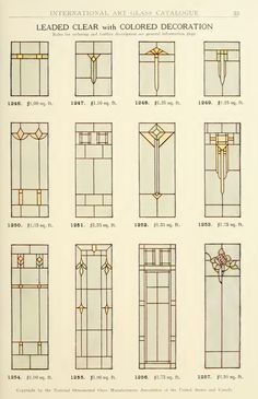 an old book with different types of leaded glass doors and windows in various styles