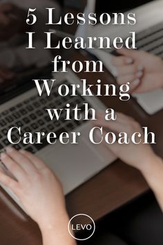 two people working on laptops with the text 5 lessons i learned from working with a career coach