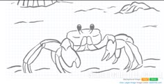 a drawing of a crab in the water