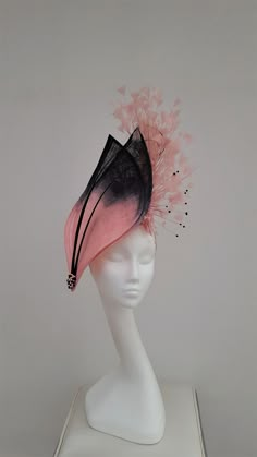 Made to Order-hatinatorpink Black Fascinatorroyal | Etsy Pink Feathered Fascinator For Races, Pink Feather Fascinator For Royal Ascot, Pink Feathered Fascinator With Curved Brim, Pink Feathered Fascinator For Evening, Pink Summer Fascinator With Feathers, Pink Feathered Headpieces For Evening, Summer Pink Feather Fascinator, Summer Pink Fascinator With Feathers, Summer Pink Feathered Fascinator