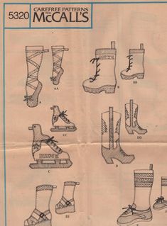 an old book with different types of boots and socks on it's cover page