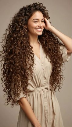 Volume Hair Curly, Rich Brown Curly Hair, Long Haircut Curly Hair, Long Curly Hair Haircuts, Curly Haircut Long Layers, Curly Hair Inspiration Long, Long Wavy Hair Layers, Shaping Curly Hair, Curly Hair Layers Long