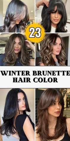 👇 Winter Brunette, Ash Brown Balayage, Deep Winter Colors, Red Highlights