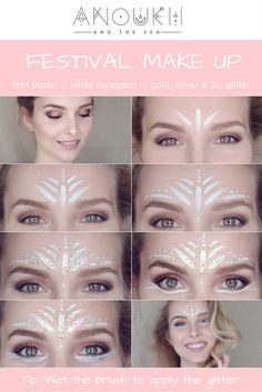 Festival Make Up Angel Eyes GLitter facepaint Coachella Make-up, Coachella Makeup, Face Glitter