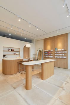 the inside of a nail salon with lots of counter space