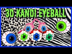 an image of some fake eyeballs on a zebra print background with the words 3d kandi embellishments