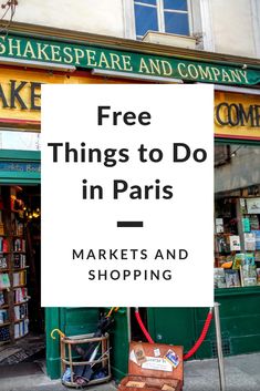 a book store with a sign that says free attractions in paris markets and shopping