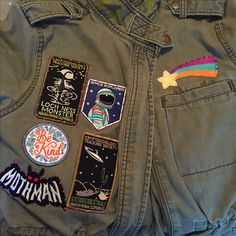 patches on the back of a jean jacket