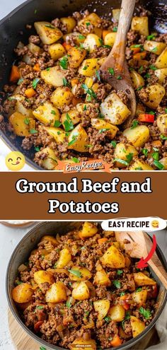 Savor the rich, fulfilling flavors of Ground Beef and Potatoes. This robust dish combines simple, hearty ingredients that fill your kitchen with aromas of home-cooked goodness, making it the perfect meal for family dinners. #HeartyMeal #BeefAndPotatoes #FamilyDinner Easy Dinner Recipes With Ground Meat, Quick Recipes With Potatoes, Hearty Filling Meals, Healthy Supper With Ground Beef, Hamburger Recipes With Potatoes, Dinner With Stuff At Home, Filling Ground Beef Recipes, Ground Beef Simple Easy Dinners, Easy Supper Ground Beef