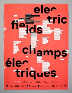 an orange poster with black text on it that says electric fields clamps eler triques