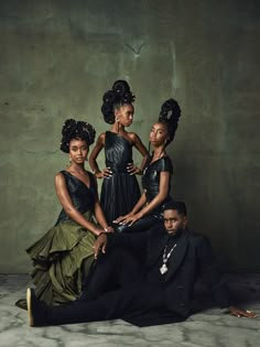 the cover of vanity fair featuring three women in evening dresses