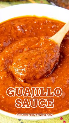 A big wooden spoon of Guajillo Sauce looking extra delicious. Mexican Sauce Recipes, Guajillo Sauce, Mexican Salsa Recipes, Authentic Mexican Recipes, Mexican Sauce, Tamale Recipe, Mexican Salsa, Hot Sauce Recipes, Mexican Cooking