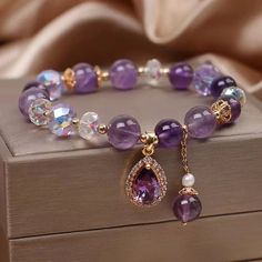 Very Beautiful Flexible Amethyst Beads Bracelet~ Amethyst Crystal Bracelet, Purple Beaded Bracelets, Amethyst Bracelet Beads, Purple Jade, Crystal Beads Bracelet, Bracelet Ideas, Better Future, Styl Boho, Mens Beaded Bracelets