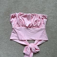 - Excellent Condition, Never Worn - Soft And Stretchy Material - Super Cute Tie Detail In Back! - Size S Fits For College, Clothes Coquette, Sassy Shortcake, Pink Tube Top, Tumblr Clothes, Belly Shirts, Cute Pajama, Girly Girl Outfits, Cute Pajama Sets