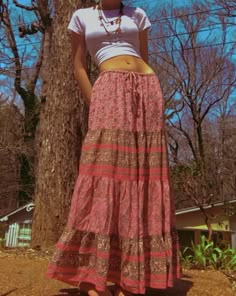 Spirituality Outfit, Spiritual Style Aesthetic, Earth Style Clothes, Hippie Inspo Outfit, Hippy Skirt, Pink Hippy Outfit, Bohemian Outfit Aesthetic, Spiritual Clothing Aesthetic, Outfits Hippie Aesthetic