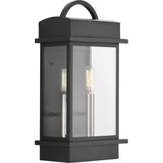 Progress Lighting Santee Collection 2-Light Matte Black Clear Beveled Glass Farmhouse Outdoor Large Medium Lantern Light P560002-031 - The Home Depot