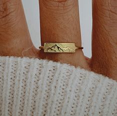 Mountain Jewelry Gold Mountain Ring Stacking Nature Ring Mountain Range Ring Outdoor Christmas Gift - Etsy Mountain Bar, Hiking Jewelry, Outdoor Christmas Gifts, Gold Mountain, Mountain Ring, Mountain Jewelry, Bar Ring, Nature Ring, Rustic Jewelry