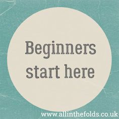 a white circle with the words beginners start here in black lettering on a teal background