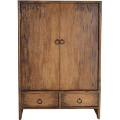 an old wooden armoire with two drawers on the bottom and one drawer open to reveal something