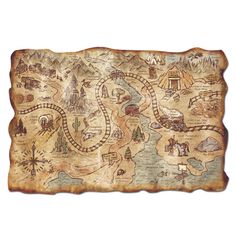 an old map with many different things on it