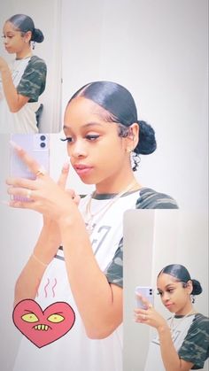 Nice Ponytail Hairstyles For Black Women, Slicked Back Ponytail, Cute Natural Hairstyles, School Hair, Dyed Hair Inspiration, Slick Back