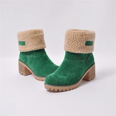 Category:Boots; Upper Materials:Suede,Faux Fur; Embellishment:Pom-pom; Season:Winter; Heel Type:Chunky Heel; Gender:Women's; Toe Shape:Round Toe; Type:Fleece Lined,Booties Ankle Boots; Style:Sweet; Heel Height(inch):>5; Outsole Materials:Rubber; Occasion:Daily; Closure Type:Loafer; Pattern:Solid Colored; Production mode:External procurement; 2023 Trends:Plus Size,Snow Boots,Suede Shoes; Foot Length:; Foot Width:; Size chart date source:Provided by Supplier.; US Size:null; UK Size:14.5; EU Size:5 Botas Western, Thick Heel Shoes, Chunky Ankle Boots, Winter Heels, Warm Snow Boots, Orthopedic Shoes, Warm Boots, Stylish Boots, High Heel Boots Ankle