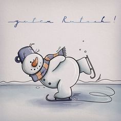 a snowman is skating on the ice