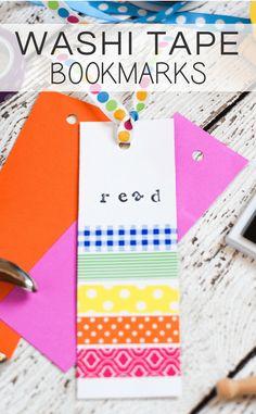 washi tape bookmarks with text overlay