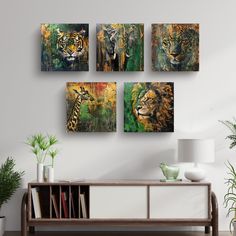 Transform your living space with our captivating African Animal Digital Art Prints. This striking five-piece wall art set showcases the beauty of African wildlife and the lush landscapes they inhabit. Each piece is a high-resolution, digitally created art print that captures the essence of the African safari. Meticulously designed using a blend of digital techniques and the inspiration of traditional acrylic painting, these nature paintings offer an unparalleled contemporary aesthetic that will captivate and inspire. Our downloadable prints are available in various sizes to perfectly fit your décor needs. From a cozy corner to a grand living room focal point, these printable posters provide flexibility and convenience. Simply download, print, and frame them to instantly elevate your space. Living Room Focal Point, Animal Digital Art, Jungle Painting, Room Focal Point, Lotus Art, Rural Living, Animal Poster, Painting Printable, Printable Posters