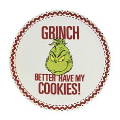 This Cookie Platter Is Both Festive And Fun, Displaying A Grumpy Grinch Decal With A Playful Pun On Words. His Big Green Face Decorates The Center With Red Rick Rack And Polka Dots Highlighting The Rim Of The Platter.. 11.5 In H X 0.75 In W X 11.5 In D. Purchase includes One Platter. Cookies Platter, Dr Seuss Christmas, Cookie Platter, Fred Meyer, Digital Coupons, Rick Rack, Back To School Supplies, Delivery Groceries, Dr Seuss