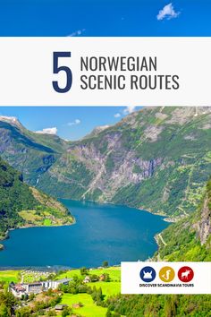 the norwegian scenic route with text overlay that reads 5 norwegian scenic routes