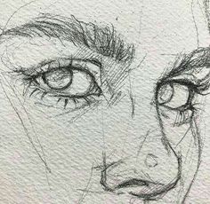 a drawing of a man's eyes and nose