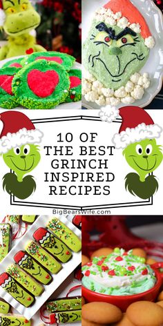 grino inspired christmas treats and cookies with the words 10 of the best grino inspired recipes