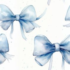 three watercolor bows on white background