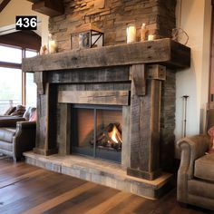 a living room with a fire place in it