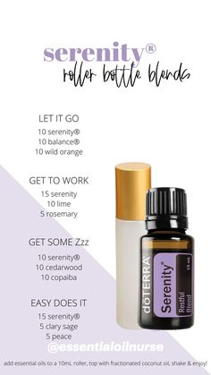 Essential Oil Roller Bottle Blends, Doterra Serenity, Roller Blends, Roller Bottle Blends, Essential Oil Roller Balls