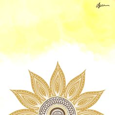 a yellow and white background with a sunflower