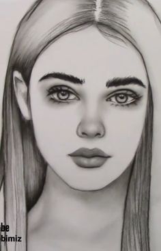 a pencil drawing of a girl with long hair