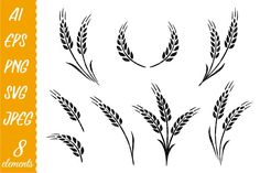 the silhouettes of wheat stalks on a white background with an orange border and text that says